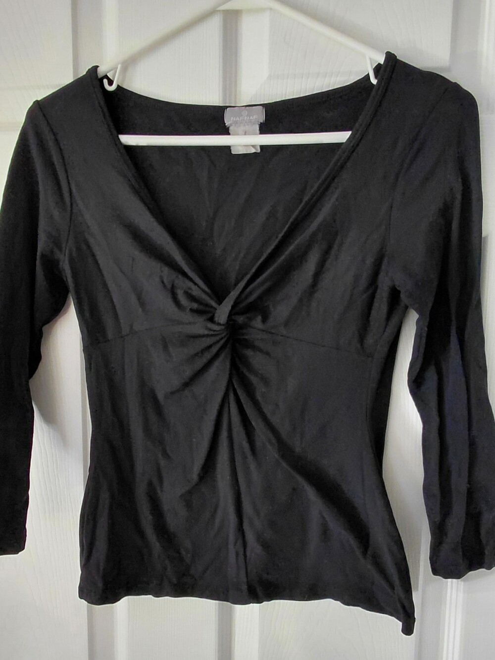 NAF NAF Black Twist-Detail Long Sleeve Top